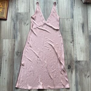 Wilfred Muted Pink Satin Silk Tank Dress